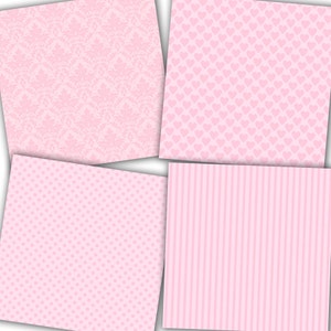 Baby Girl digital paper pack: It's a Girl light pink with hearts, stars, bears, dots, damasks, baby feet, baby scrapbook paper image 4