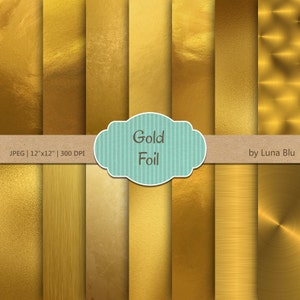 Goldfolie Digital Papier: "Metallic Gold" Gold Scrapbook Papier, Goldfolie Papier, Gold Hintergründe, Gold Texturen, gebürstetem Metall