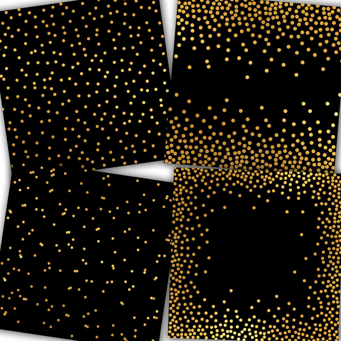 Gold Confetti Digital Paper: Black and Gold | Etsy