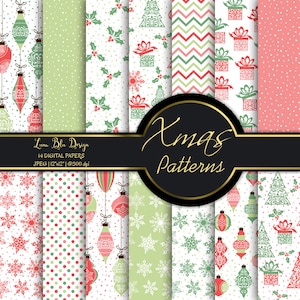 Papeles de álbum de navidad, scrapbooking digital, uso comercial de papel digital de Navidad, fondos de Navidad, papeles digitales navideños