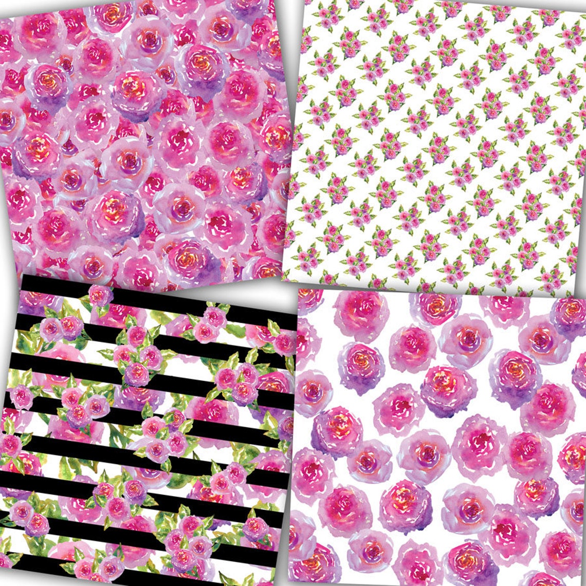 Watercolor Floral Digital Paper watercolor Floral Etsy