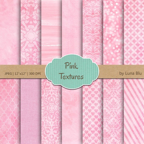 Pink Digital Paper: pink Textures With Pink Background, Pink Scrapbook Paper,  Pink Printable, Pink Glitter, Pink Wood for Planners, Cards 