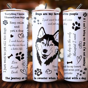 Husky Tumbler Wrap Digital Download - 20oz Skinny Dog Mom Design, Animal Lover Sublimation PNG for DIY Crafts