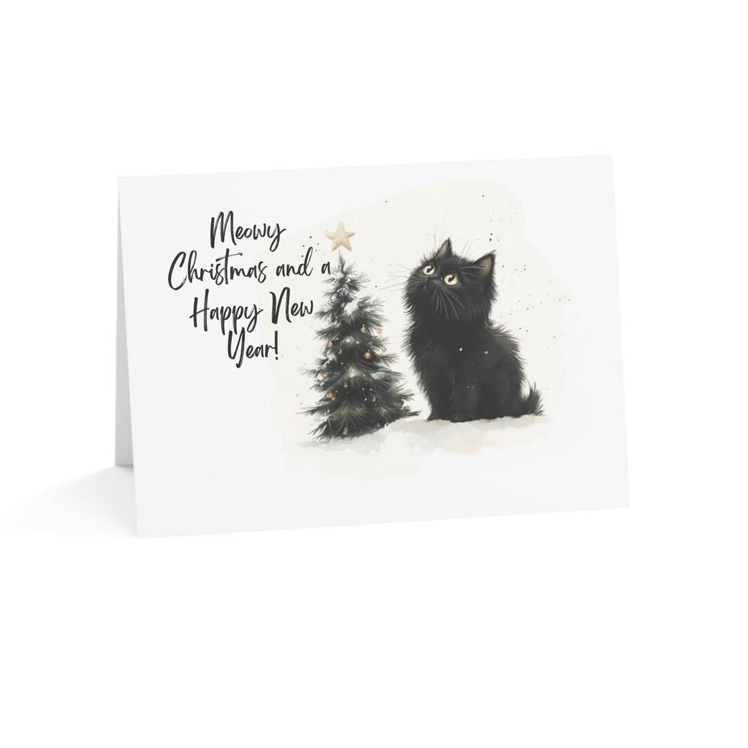 Cat Christmas Cards: Meowy Holiday Greeting Card Set - Etsy