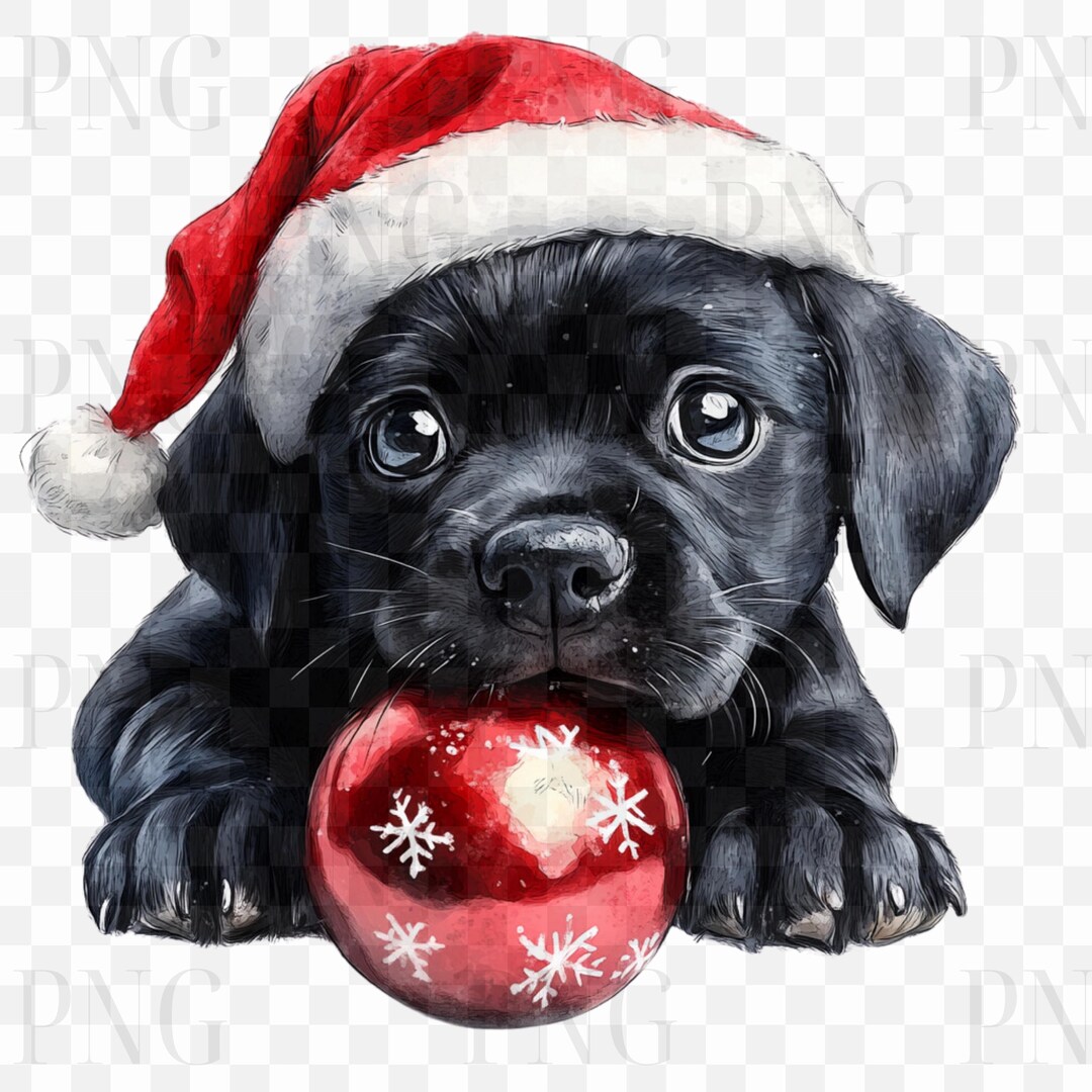 Black Lab Puppy Clipart, Christmas Lab PNG, Sublimation Design ...