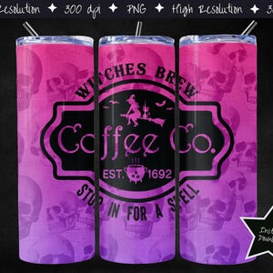 Halloween Witch Tumbler, Seamless Sublimation Design, Instant PNG Download, 20 oz Digital Tumbler Wrap