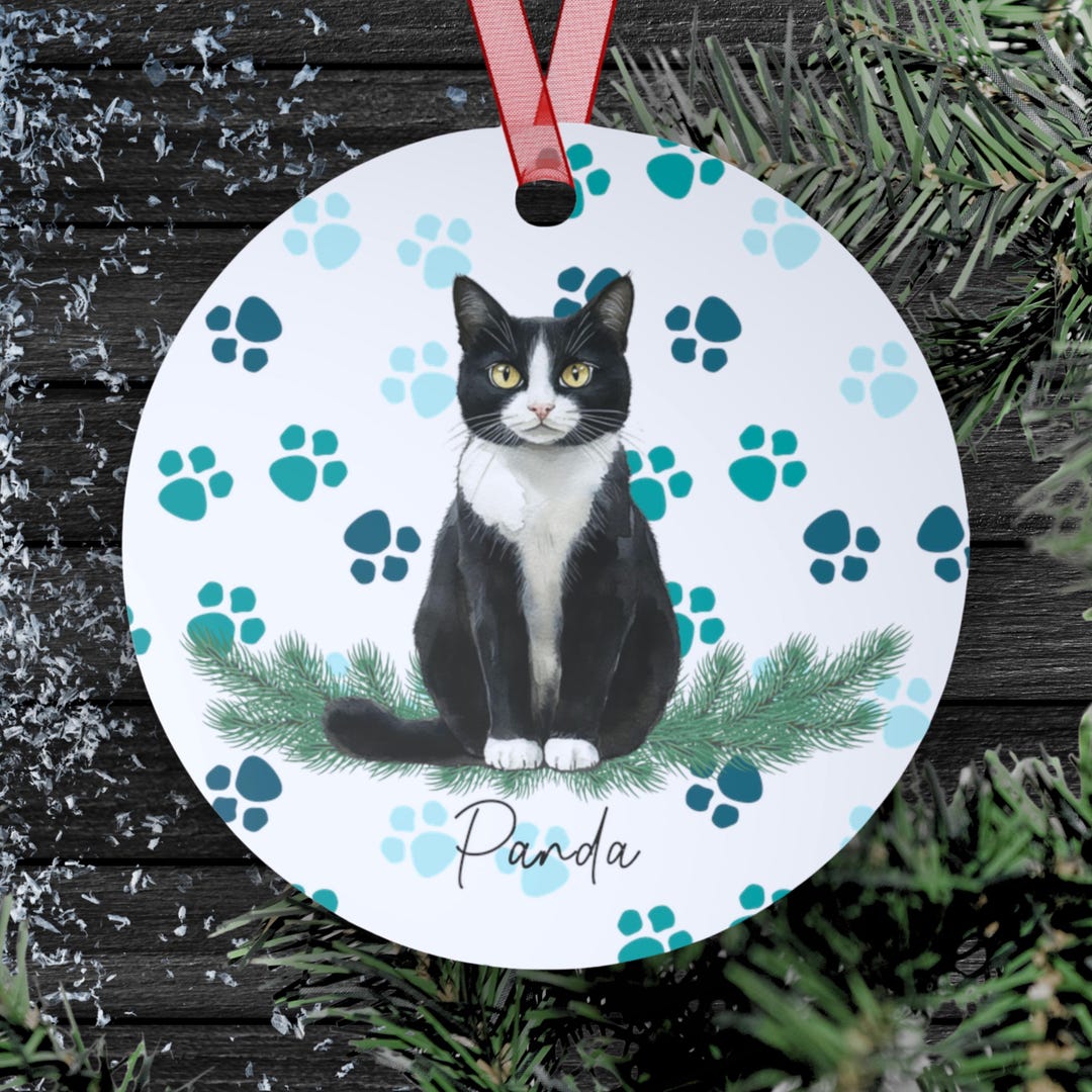 Personalized Tuxedo Cat Ornament: Metal Pet Memorial Keepsake - Etsy
