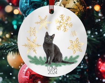 Gray Cat Ornament Metal Christmas Ornament Custom Cat Ornament Pet Gift Cat Keepsake Cat Lover Gift