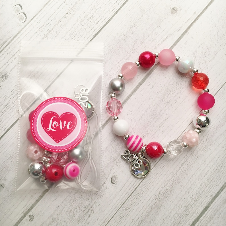 4 Love Valentine 2019 DIY Charm Bracelet Birthday or Slumber Party Activity DIY Bracelet Valentine Party Favor Love Sweet 16 Valentine gift