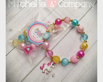 Unicorn DIY charm Bracelet Birthday or Slumber Party Favor Bright Unicorn DIY Party Activity Unicorn Slumber Party Activity Sweet 16