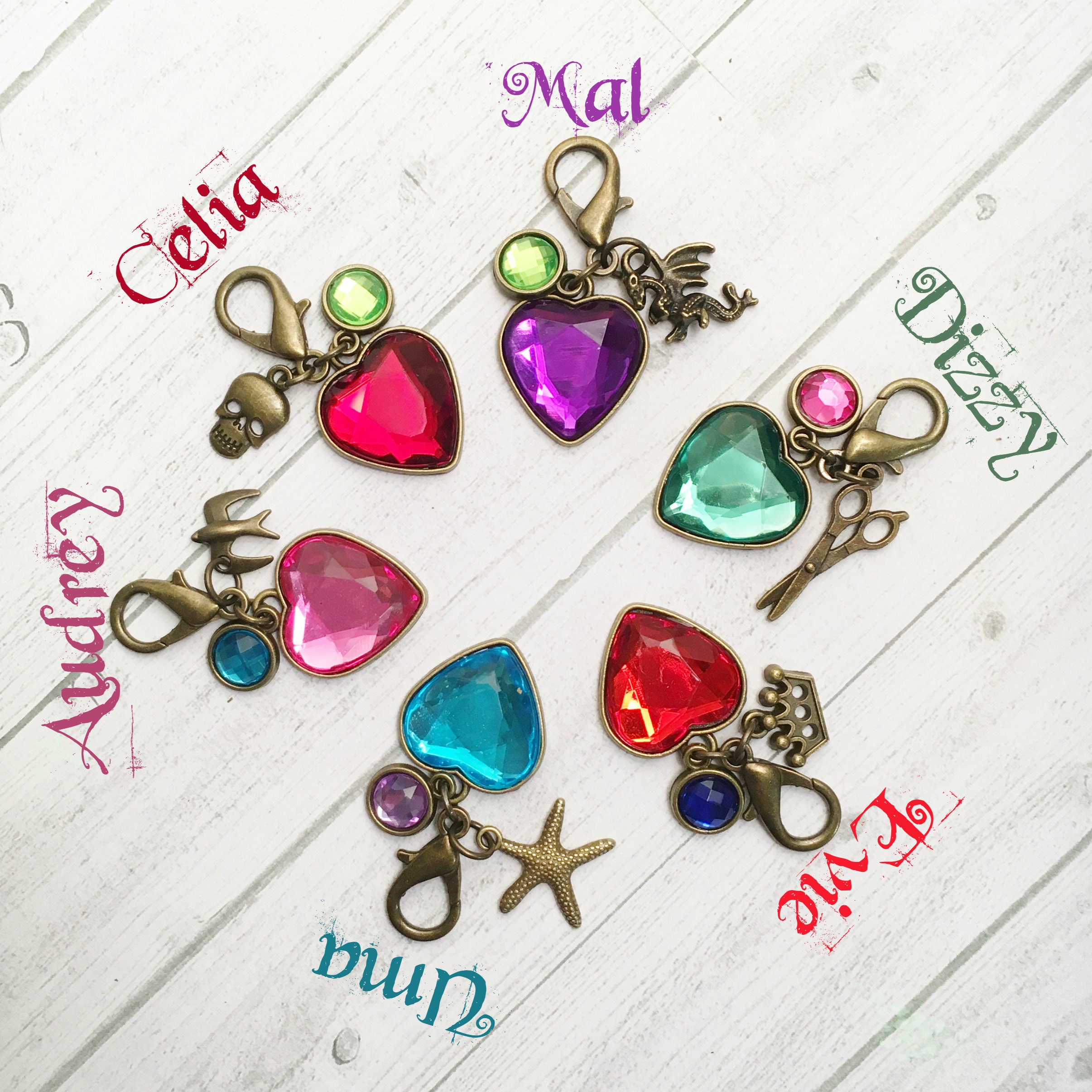 6 - Descendants 3 Zipper Pull Backpack Charms Descendants
