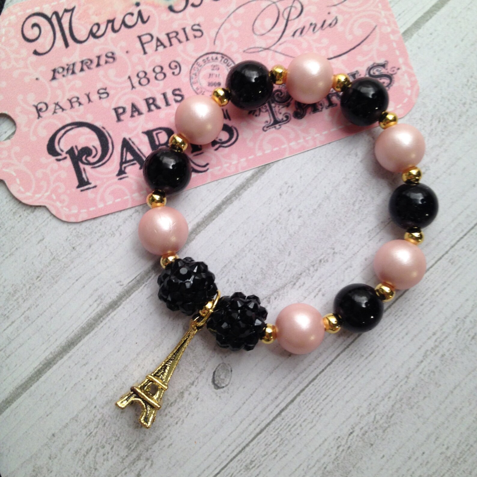 8 Paris Sparkle Eiffel Tower Charm Bracelet Paris Birthday Etsy