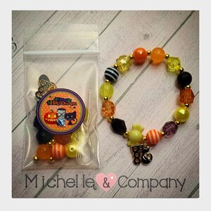 Halloween Black Cat DIY Charm Bracelet Birthday Slumber Party Activity DIY Bracelet Halloween Party Activity Halloween Treat Bracelet kit