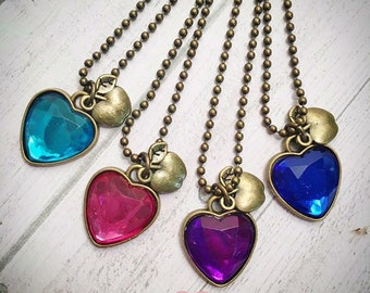 Descendants Heart Necklace Birthday or Slumber Party Favors Mal, Evie,  Audrey and Uma necklace party favors Descendants Birthday Favor