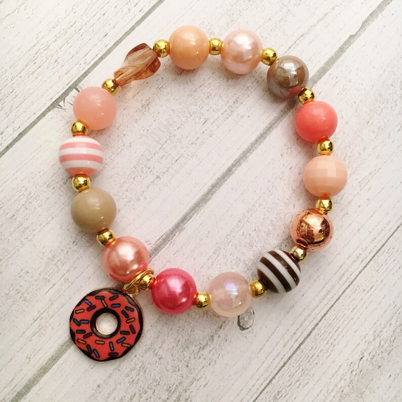 8 Donut DIY Charm Bracelet Birthday or Slumber Party Activity DIY Bracelet Donut Worry be Happy DIY bracelet kit Pajama Party Activity