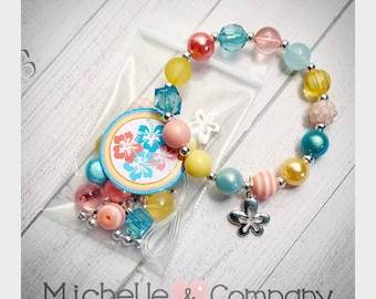 Luau Tropical Flower DIY charm bracelets Party Favors Luau DIY Bracelet kit Luau party activity favor Luau Moana Slumber Party Activity