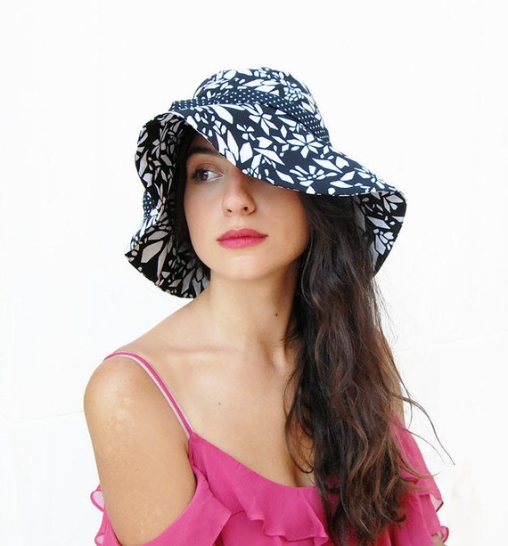 Floppy Hat-women Sun Hat-summer Hat-wide Brim Hat-black and White