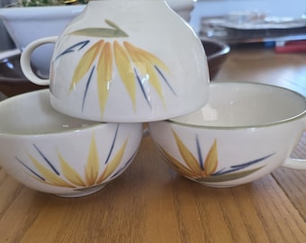 Winfield China "Bird of Paradise" Coffee Cups = Set of 3