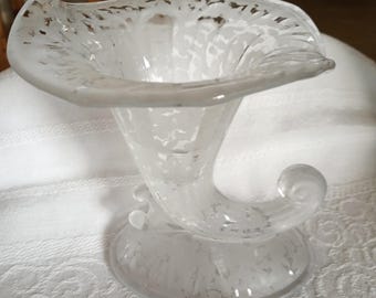 Fenton Ming Crystal Candle Holder with Floral Design