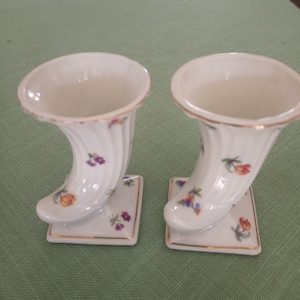 Victoria Czechoslovakia Vintage Miniature Floral Cornucopias