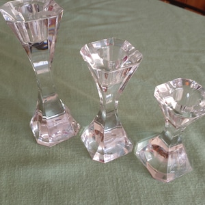 Villeroy & Boch Vintage Graduated Signed Crystal Candlesticks - Set of 3