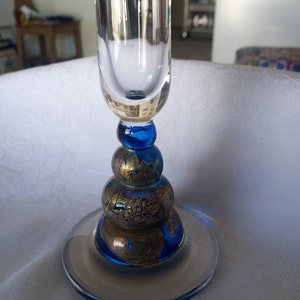 Selkirk Scotland Vintage Blue and Gold Candlestick