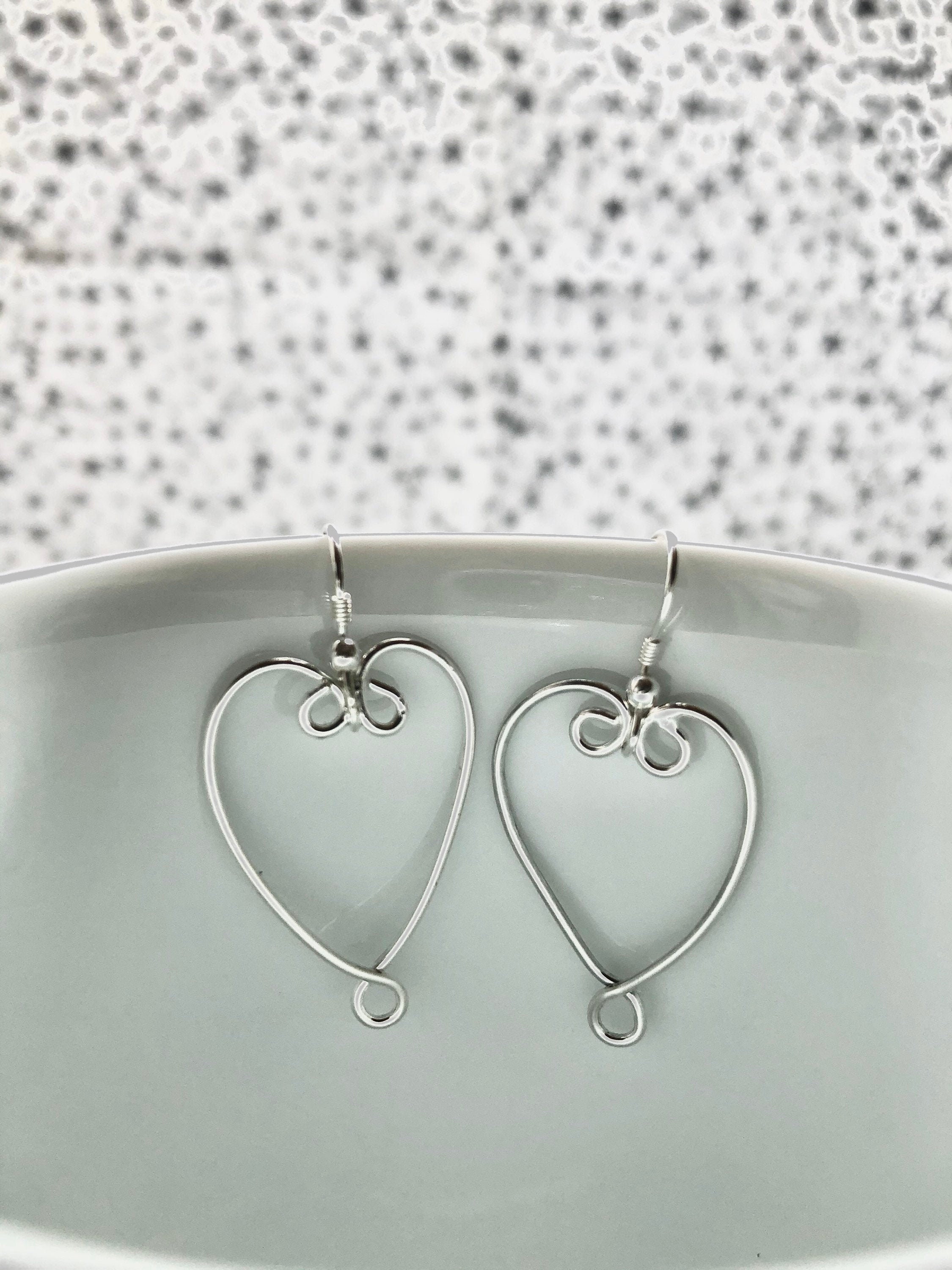 Sterling Silver Wire Heart Earrings Handmade UK Seller. - Etsy UK