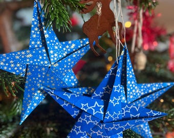 3 Large Origami Stars ~ Handmade Paper ~ Paper Stars ~ Origami Decorations