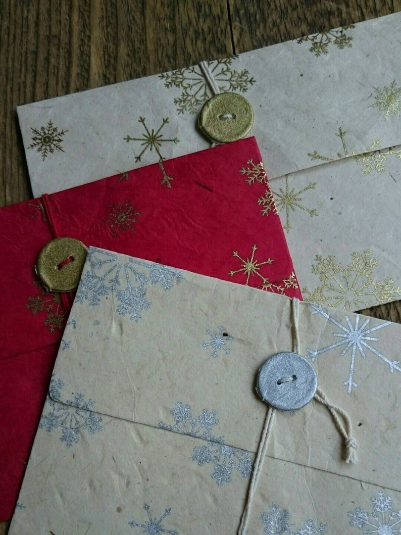 Handmade Paper Gift Envelope ~ Christmas Wrap ~ Snowflakes