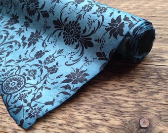 Rustic Floral Wrapping Paper ~ Handmade Lokta Paper ~ Blue & Black ~ 50 x 75cm