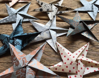 Origami Stars ~ Papier fait main ~ Paper Stars ~ Décorations Origami ~ Ensemble de 10