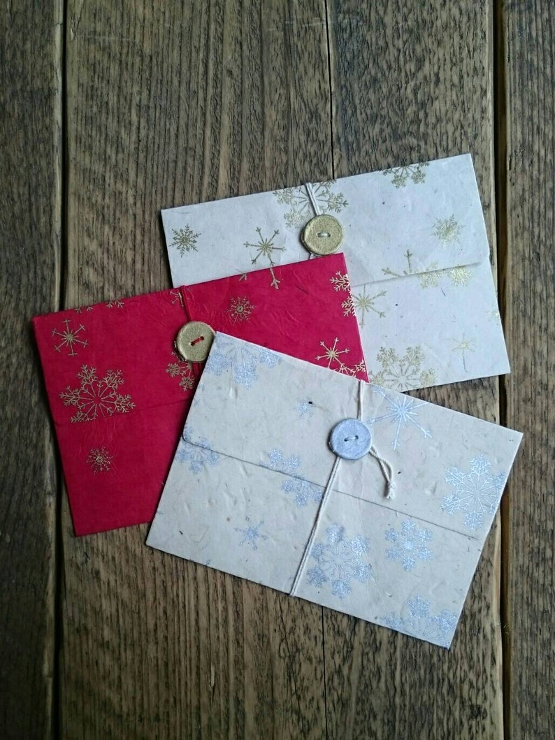 Handmade Paper Gift Envelope ~ Christmas Wrap ~ Snowflakes