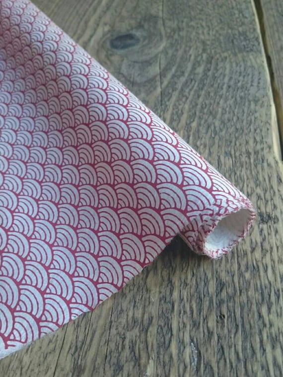 Red Japanese Wave Pattern Gift Wrap. Handmade Lokta Paper. 75 x 50cm.