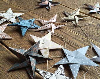 Origami Star Garland ~ Handmade Paper ~ Home Decor ~ Photo Props