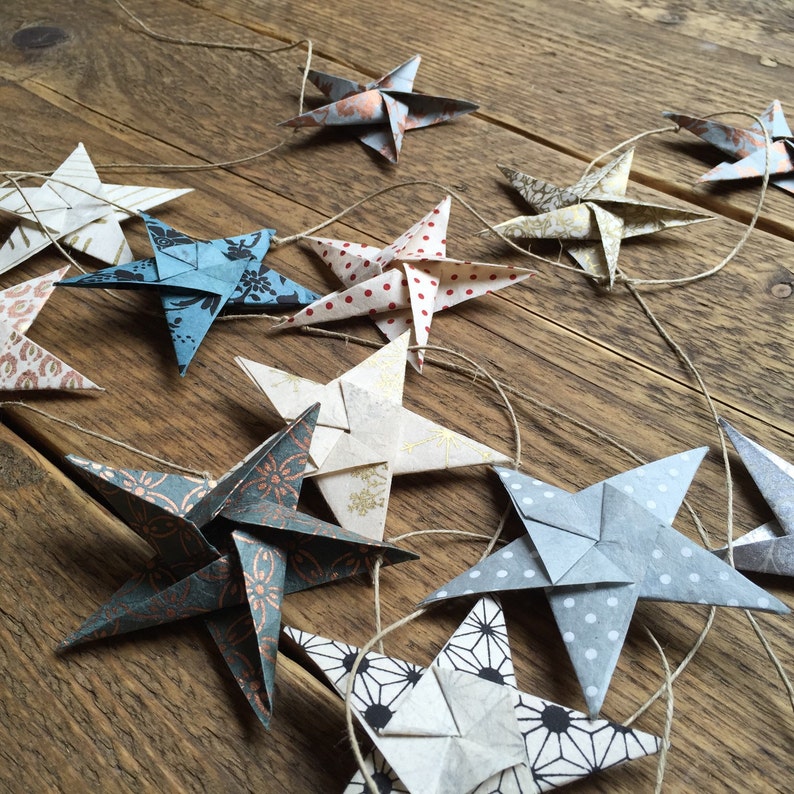 Origami Star Garland Handmade Paper Home Decor Photo Etsy UK
