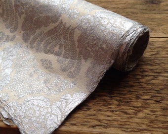 Silver Brocade Gift Wrap. Wedding Gift Wrap. Handmade Lokta Paper. 75 x 50cm.