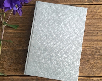 A5 Handmade Paper Notebook - Pale Blue/Silver Blossom
