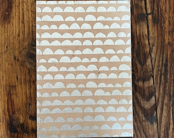 Handmade Lokta Paper Address Book, Silver & Peach Half Moon