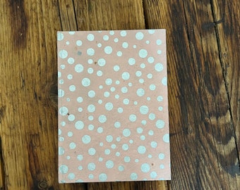 Handmade Lokta Paper Address Book, Pink & Silver Spot