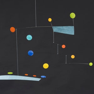 Mobile Anni, grey/lightblue with colorful dotts