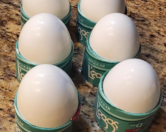 Vintage L'eggs Sheer Pantyhose Egg Packaging Queen Size Sheer Toe Grey