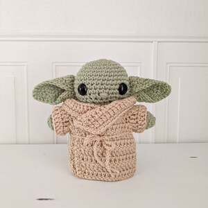 Crochet Baby Alien Stuffed Doll, Alien Stuffed Animal, Baby Yoda Plush, Baby Yoda doll, The Child Plush, Star Wars Pillow image 6