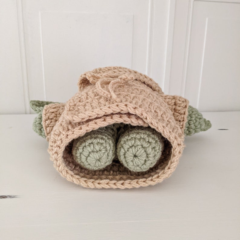 Crochet Baby Alien Stuffed Doll, Alien Stuffed Animal, Baby Yoda Plush, Baby Yoda doll, The Child Plush, Star Wars Pillow image 9