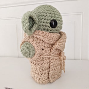 Crochet Baby Alien Stuffed Doll, Alien Stuffed Animal, Baby Yoda Plush, Baby Yoda doll, The Child Plush, Star Wars Pillow image 7