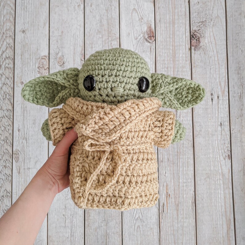 Crochet Baby Alien Stuffed Doll, Alien Stuffed Animal, Baby Yoda Plush, Baby Yoda doll, The Child Plush, Star Wars Pillow image 2