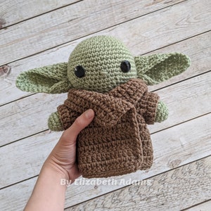 Crochet Baby Alien Stuffed Doll, Alien Stuffed Animal, Baby Yoda Plush, Baby Yoda doll, The Child Plush, Star Wars Pillow image 5
