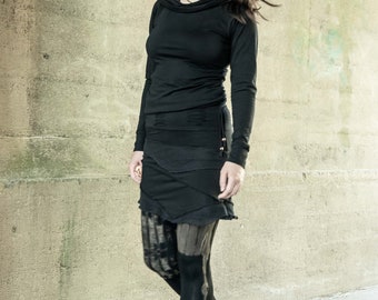Asymmetric Gypsy Pixie Skirt. Alternative Fashion - Psy Trance Wear - Goa Fashion - Dark Fashion -
