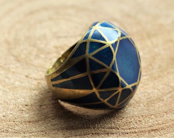 Ring, geometric ring, brass ring, gypsy,