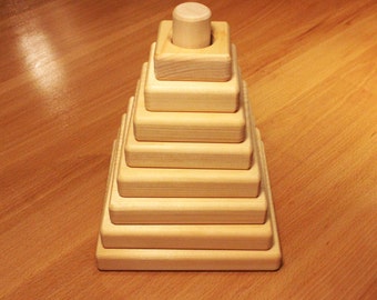 Pain empilable en bois, Pain en bois naturel, Tour des anneaux, Tour annulaire, Pain en bois fait à la main, Pain de finition naturelle.