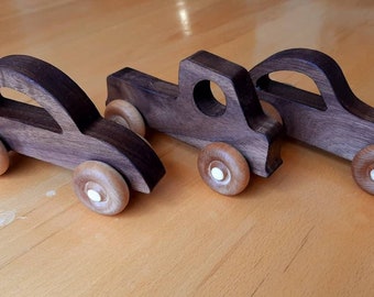Wooden Toy Car, Wood Car Toy, Push Car, 3 pack, All Natural Toy, Personalized Wood Toy for Child